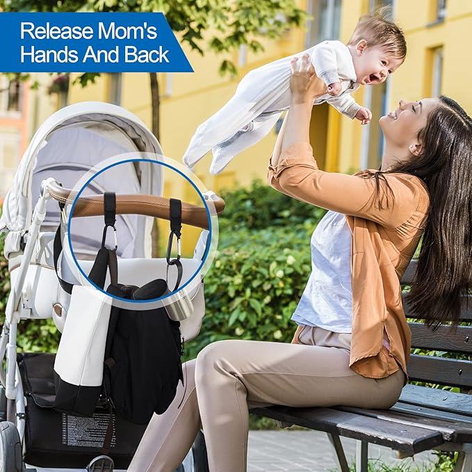 6 Pack Baby Stroller Hooks for Hanging Diaper Bags Pram Clips for Bags - Image 6