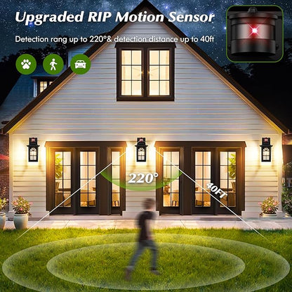 2-Pack Motion Sensor Outdoor Wall Lights, Dusk to Dawn Porch Lights Outdoor - Image 4