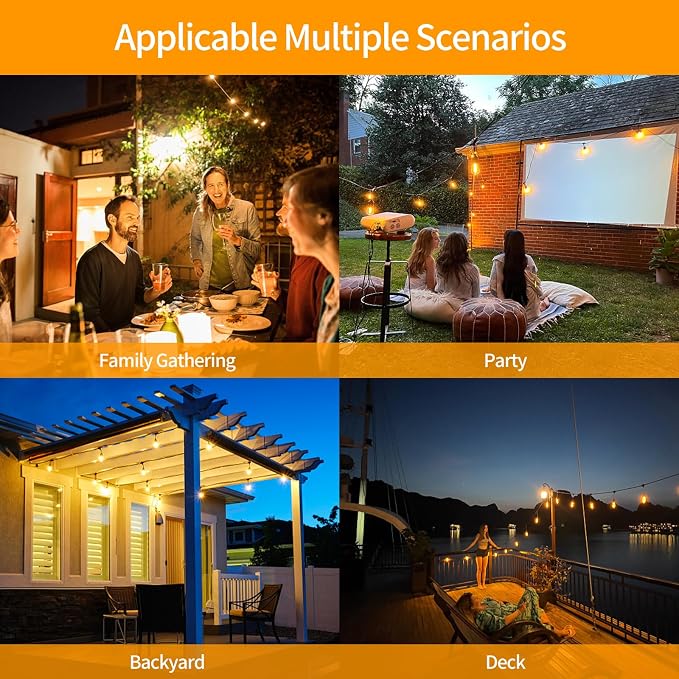 48FT LED Outdoor String Lights, S14 IP65 Waterproof Patio Lights Outside Light - Image 6