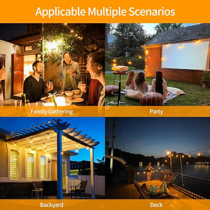 48FT LED Outdoor String Lights, S14 IP65 Waterproof Patio Lights Outside Light - Image 6