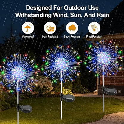 Solar Garden Lights Outdoor, 4 Pack 120 LED Twinkling Firework Lights Decorative - Image 3