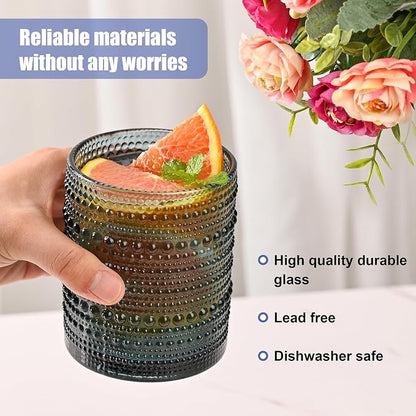 ZMOWIPDL Vintage Glassware Drinking Glasses Set of 6, 12 oz Hobnail Glass Cups - Image 3