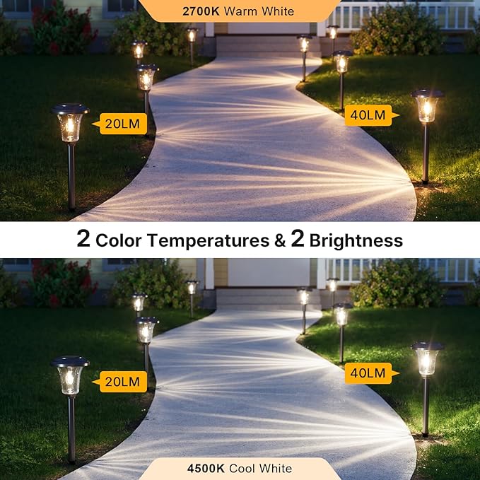 XMCOSY+ Solar Pathway Lights, 4 Pack Metal Solar Lights Outdoor Waterproof - Image 2