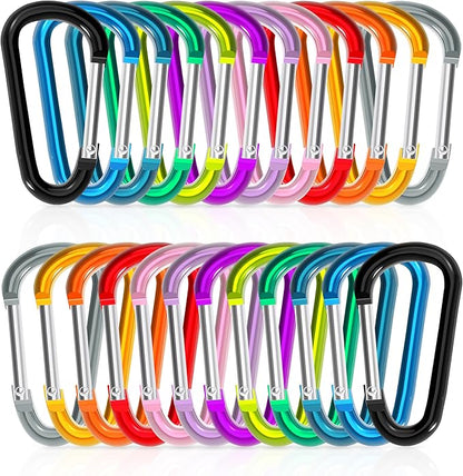24pc Aluminum Carabiner Clip D Ring, Keychain Spring Hook, Small Carabiners Set by Zalava
