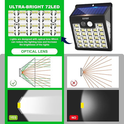Solar Lights Outdoor, 72 LED Motion Sensor Wall Light, IP65 Waterproof and 3 - Image 5