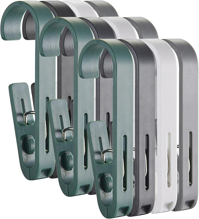 Multipurpose Hook Clips, Strong Large Plastic Clothes Clip Hanger, S Hooks by KooNiosio