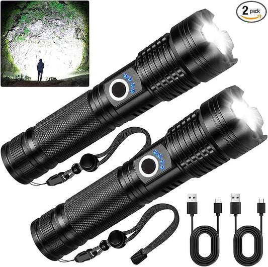 Rechargeable LED Flashlight, 000 High Lumens Super Bright Flashlight, 5 Modes by ChargingStationforapple