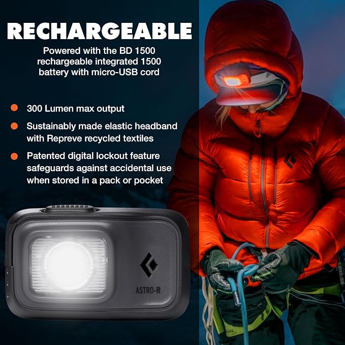 BLACK DIAMOND Astro 300-R Rechargeable Headlamp | 300 Lumens | Micro-USB - Image 2