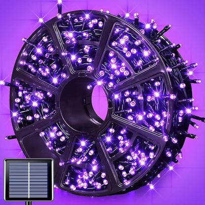 JMEXSUSS 600LED Purple Solar Halloween Lights, 206.7ft Solar String Lights by JMEXSUSS
