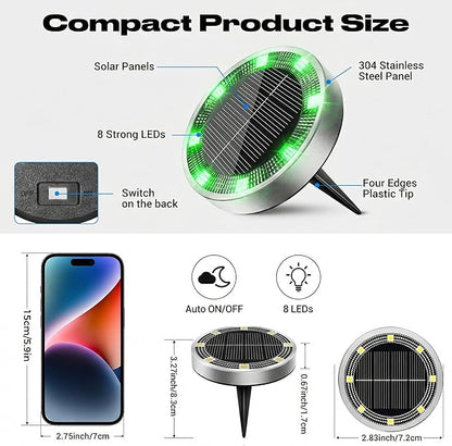 Peasur Solar Ground Lights Outdoor, 12 Pack Flat Solar Powered Disc Lights - Image 5