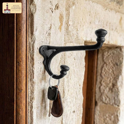 Mystic Colonial Rustic Cast Iron Wall Hooks Heavy Duty Retro Utility Hooks - Image 5
