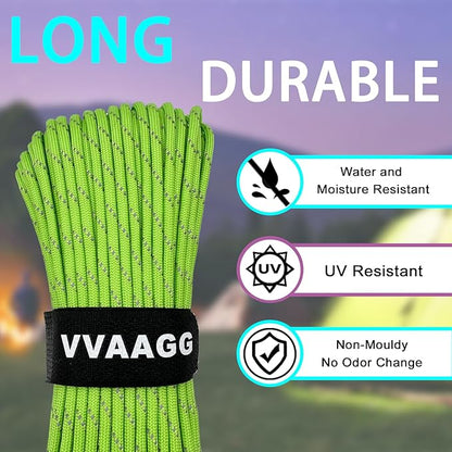 VVAAGG Reflective Paracord Rope 100FT, 7 Strand Nylon para Cord Lanyard Utility - Image 2