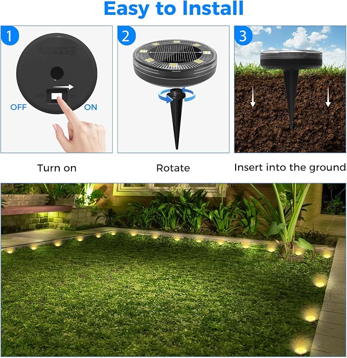 Peasur Mini Solar Ground Lights, 4 Pack Flat Solar Disc Lights Outdoor - Image 8