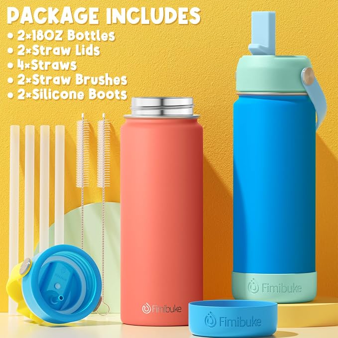 Fimibuke Kids Insulated Water Bottle - 18oz BPA-FREE 18/8 Stainless Steel Kids - Image 6