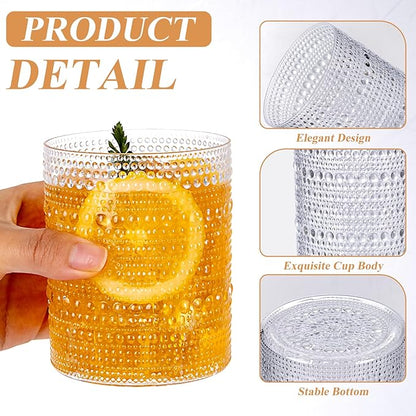 18PCS Plastic Hobnail Drinking Glasses - 14 Oz Clear Vintage Glasses Mixed - Image 4