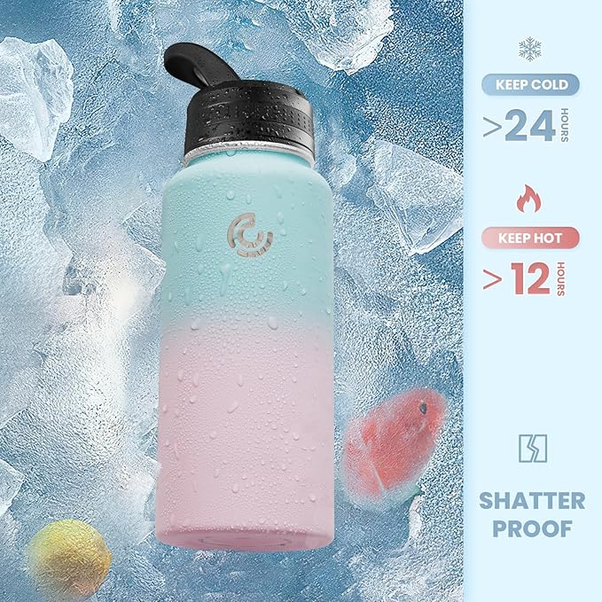 COKTIK 32oz Sports Water Bottle, Stainless Steel Water Bottle - Image 4