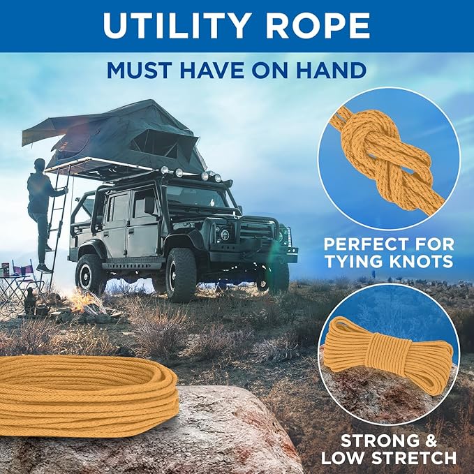 TECEUM Cotton Rope 3/16” – 100 FT – Strong All-Purpose Braided Rope – Natural - Image 6
