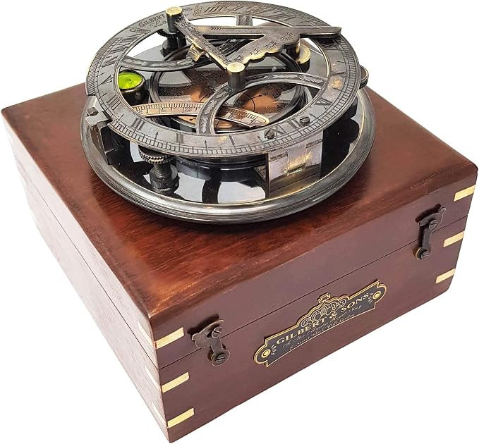 Brass Nautical - 5 inches Large Sundial Compass in Rosewood Case Top Grade - Image 3