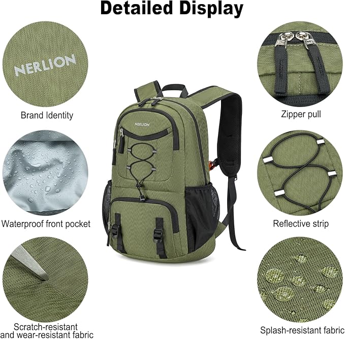 Nerlion Lightweight Foldable 35L Hiking Backpack Travel Backpack - Image 6