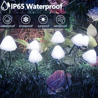 OZS 2PK 32LED 55FT Mushroom Solar Garden Lights Outdoor, Solar String Lights - Image 3