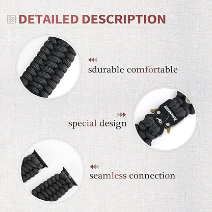 Paracord Band Compatible with Apple Watch Band 38mm 40mm 41mm 42mm 44mm 45mm - Image 4