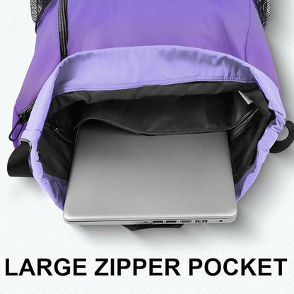 Drawstring Backpack with Mesh Pockets String Gym Bag Sackpack Sandproof Water - Image 5