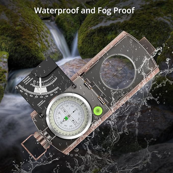 Anbte Compass Hiking Survival, IP65 Waterproof Metal Compass - Image 4