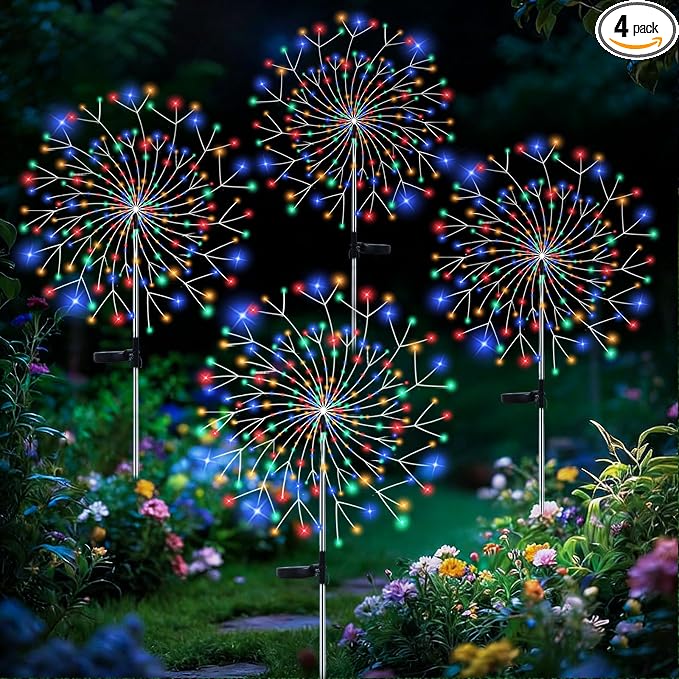 Solar Garden Lights Outdoor, 210 Led & 8 Modes Solar Firework Lights Decorative by Unknown