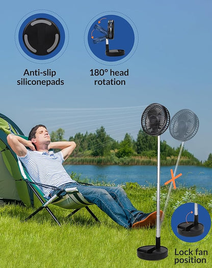 Primevolve Battery Operated Fan, Portable Rechargeable USB Floor Table Desk Fan - Image 5