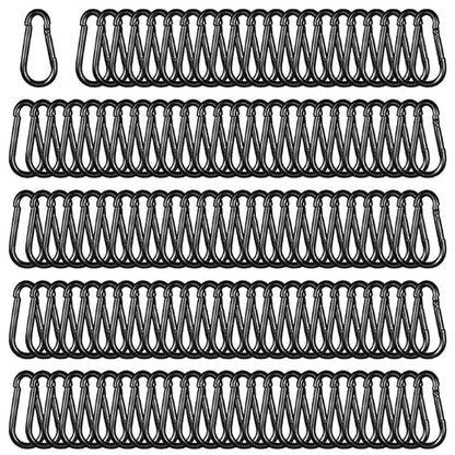 Black Carabiner, Heavy Duty Galvanized Steel Spring Snap Hook Carabiner Clips by High-PQ