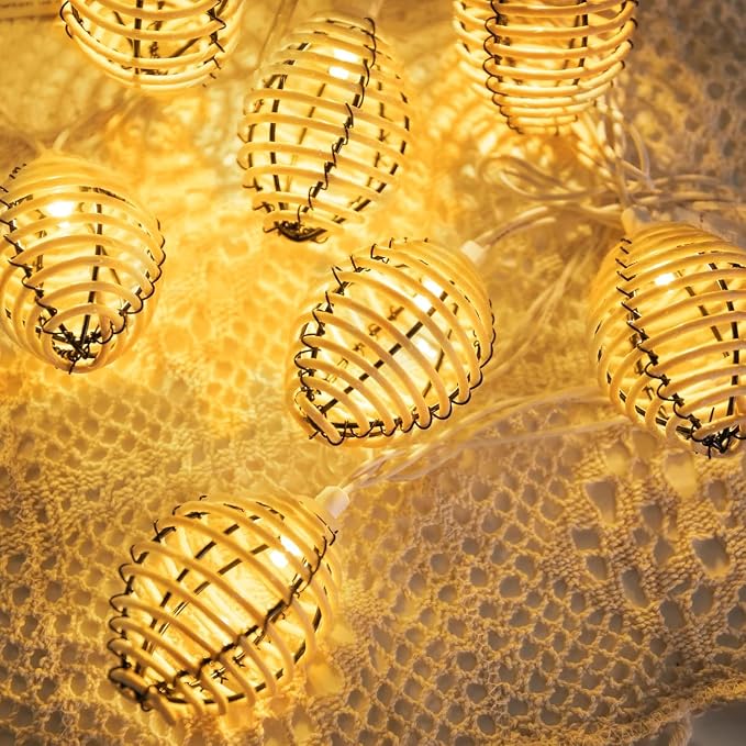 Vigdur Rattan Ball String Lights - 10FT Lantern String Lights Plug in - Image 5