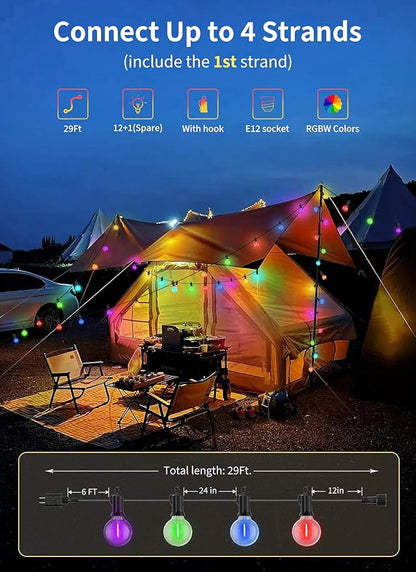 Brightown Outdoor String Lights 29 Feet G40 LED Patio Lights, 13 Plastic Edison - Image 5