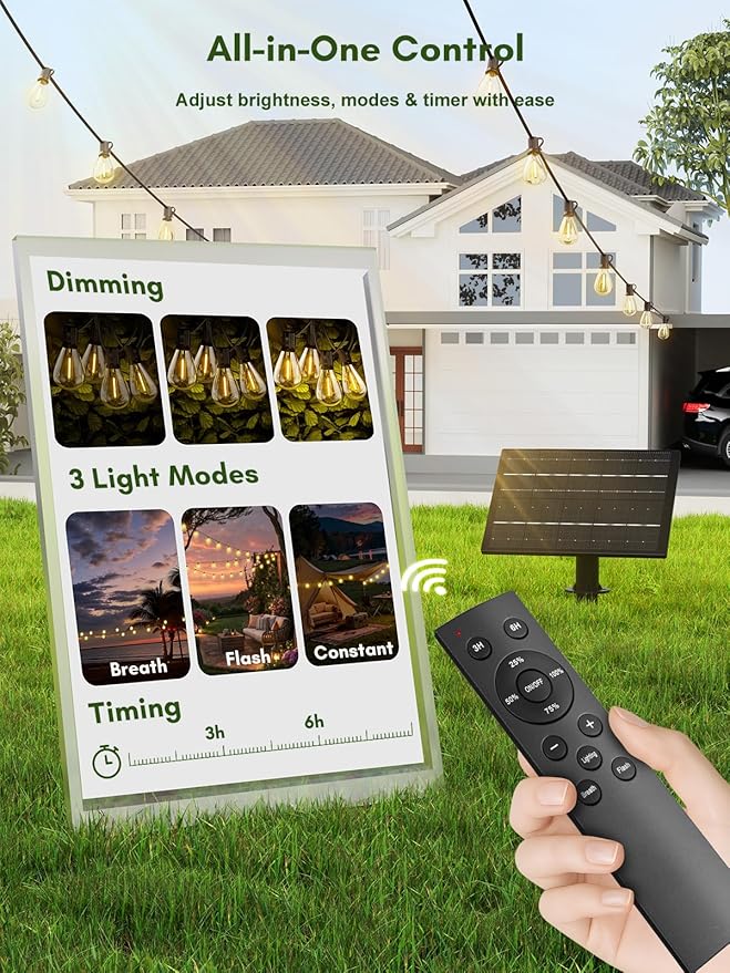 100FT Solar String Lights Outdoor Waterproof, 35+1 LED Solar Powered Lights - Image 3