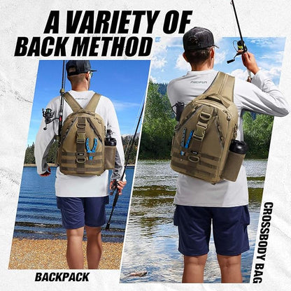 Piscifun Fishing Backpack with Rod Holder, Lightweight Sling Bag Storge Gear - Image 2