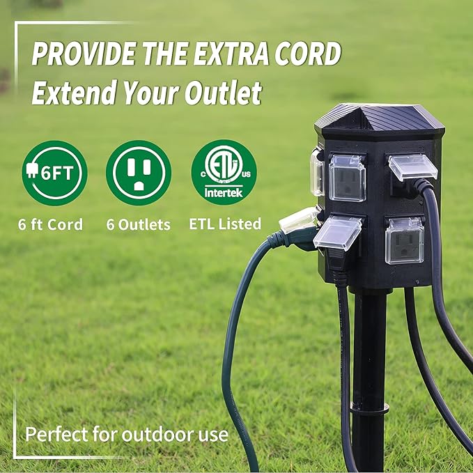 TiFFCOFiO Outdoor Power Strip Timer, Dusk to Dawn Light Sensor Countdown - Image 3