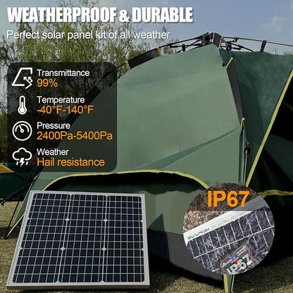 SOLPERK Solar Panel Kit 50W 12V, Waterproof Solar Battery Trickle Charger - Image 6