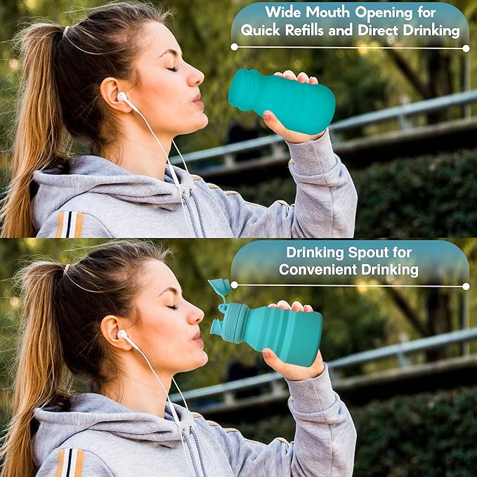 Collapsible Water Bottles 17oz, Odorless BPA-Free Silicone, Leak-Proof Foldable - Image 7