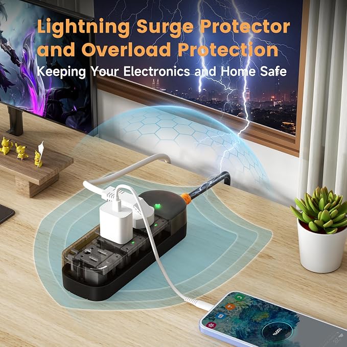 Outdoor Power Strip Weatherproof 6 FT Outdoor Extension Cord Waterproof Surge - Image 4
