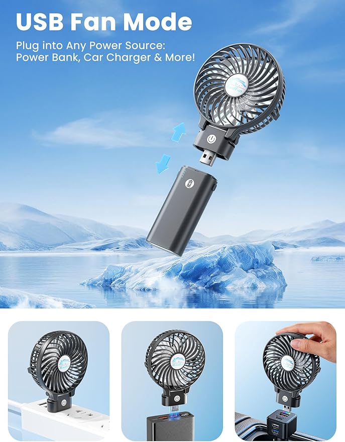 HandFan 5200mAh Portable Handheld Fan, Personal Hand Held Fan USB Rechargeable - Image 4