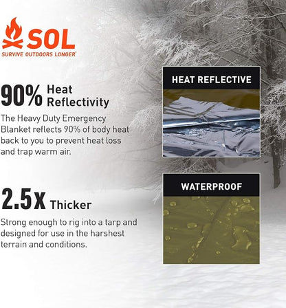 S.O.L. Survive Outdoors Longer 90% Heat Reflective Heavy-Duty Emergency Blanket - Image 8