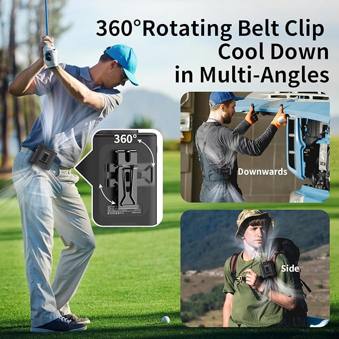 Socool 14500mAh Portable Waist Fan Clip on Belt 360 Rotation Wearable - Image 5