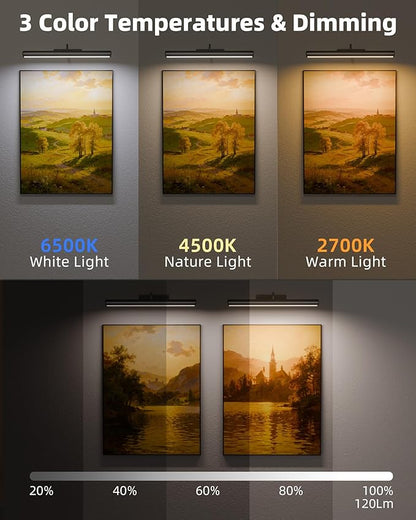EZVALO Picture Lights for Wall, 16in Rechargeable 6000mAh Battery Operated - Image 2