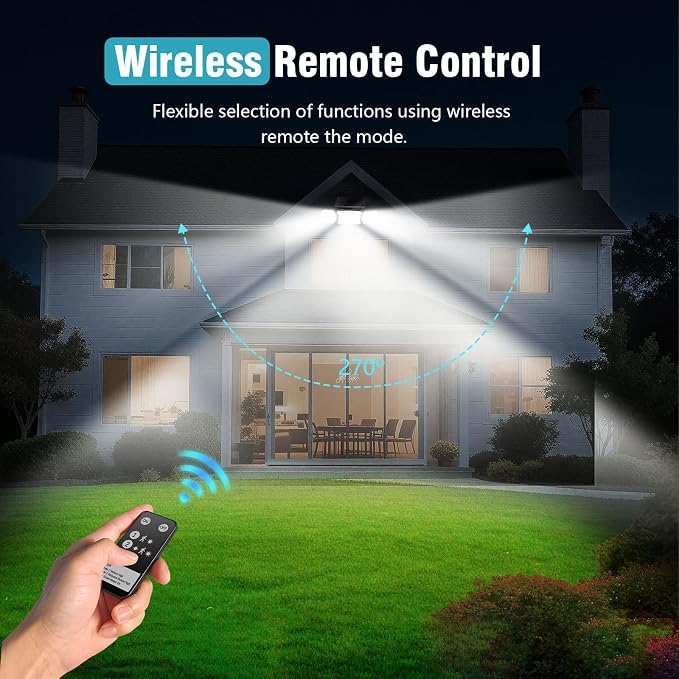 Solar Flood Lights Outdoor- 2800LM 200LED Solar Motion Sensor Lights, 3 Heads & - Image 7