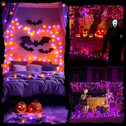 300LED 93 Ft Orange & Purple Halloween Lights 8 Modes Halloween Light Mini - Image 9