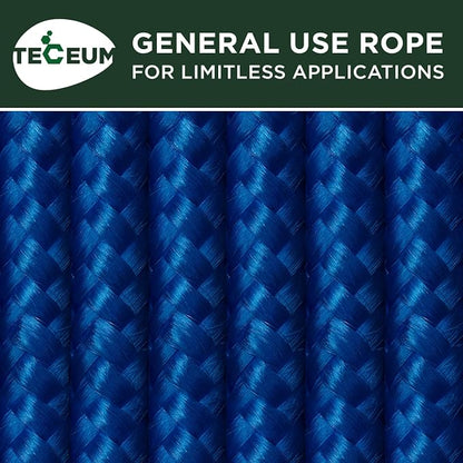 TECEUM Rope – 150 Feet x 1/4 Inch – Blue – Strong All-Purpose Utility Rope – - Image 9
