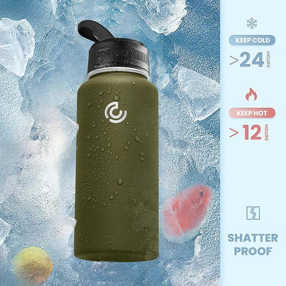 COKTIK 32oz Sports Water Bottle, Stainless Steel Water Bottle - Image 4