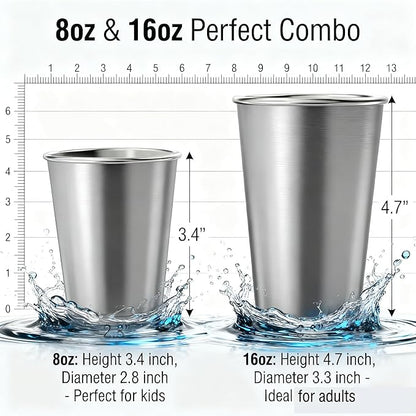 Stainless Steel Cups & Pint Tumblers Set of 8 - Image 2