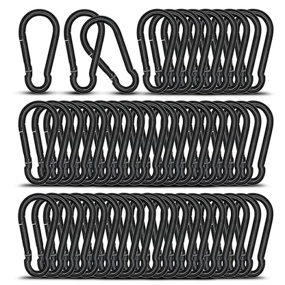 Small Carabiner Clip Hook, 1.97 inch 50 pcs Black Heavy Duty Spring Snap Hook by KINLINK