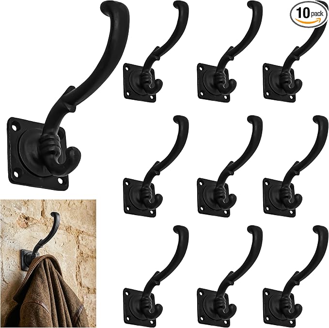 Mystic Colonial Medieval Wall Hooks Hand-Forged Black Coated | Rustic by SaKeGa
