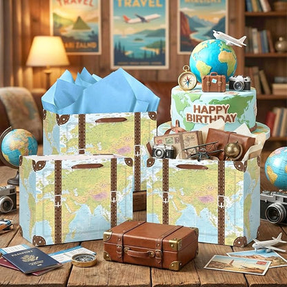Vintage Suitcase Gift Bag Travel Birthday Wrapping Paper Bag - Image 4